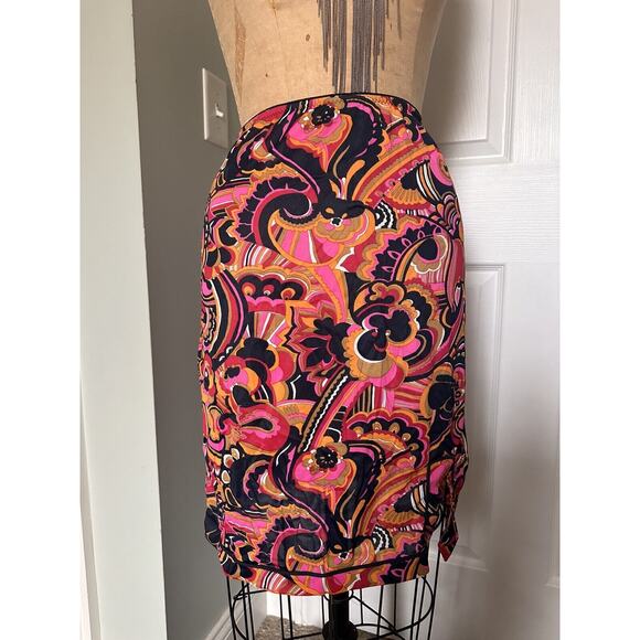 Vintage Hollywood Vasserette Skirt Slip Sz S Paisley Pink Blue Pattern Floral - Picture 4 of 11